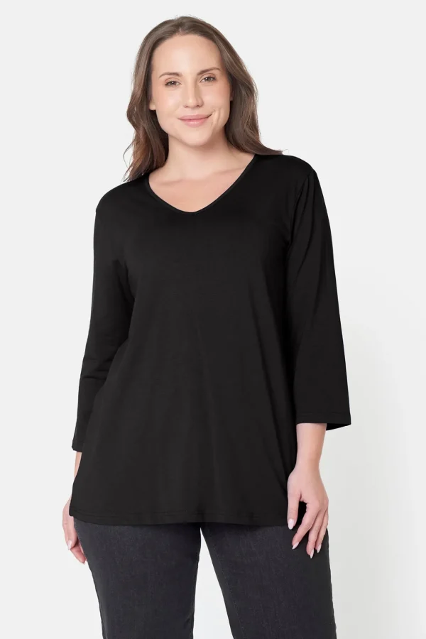 Basis T-shirt - 3/4 ærmer - Mørkeblå