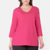 Basis T-shirt - 3/4 ærmer - Pink