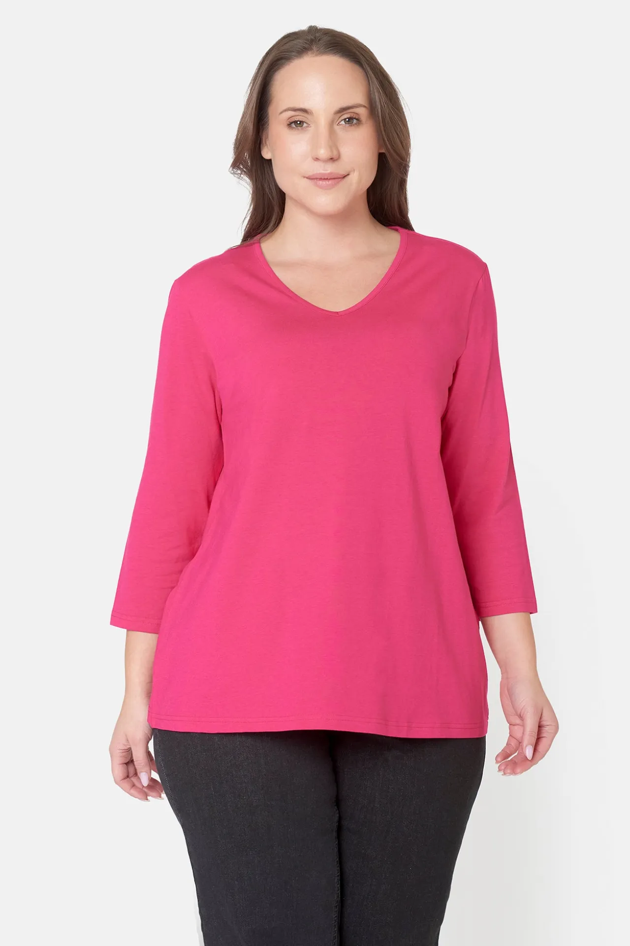 basis_tshirt___rmer__pink_0.webp Basis T-shirt - 3/4 ærmer - Pink