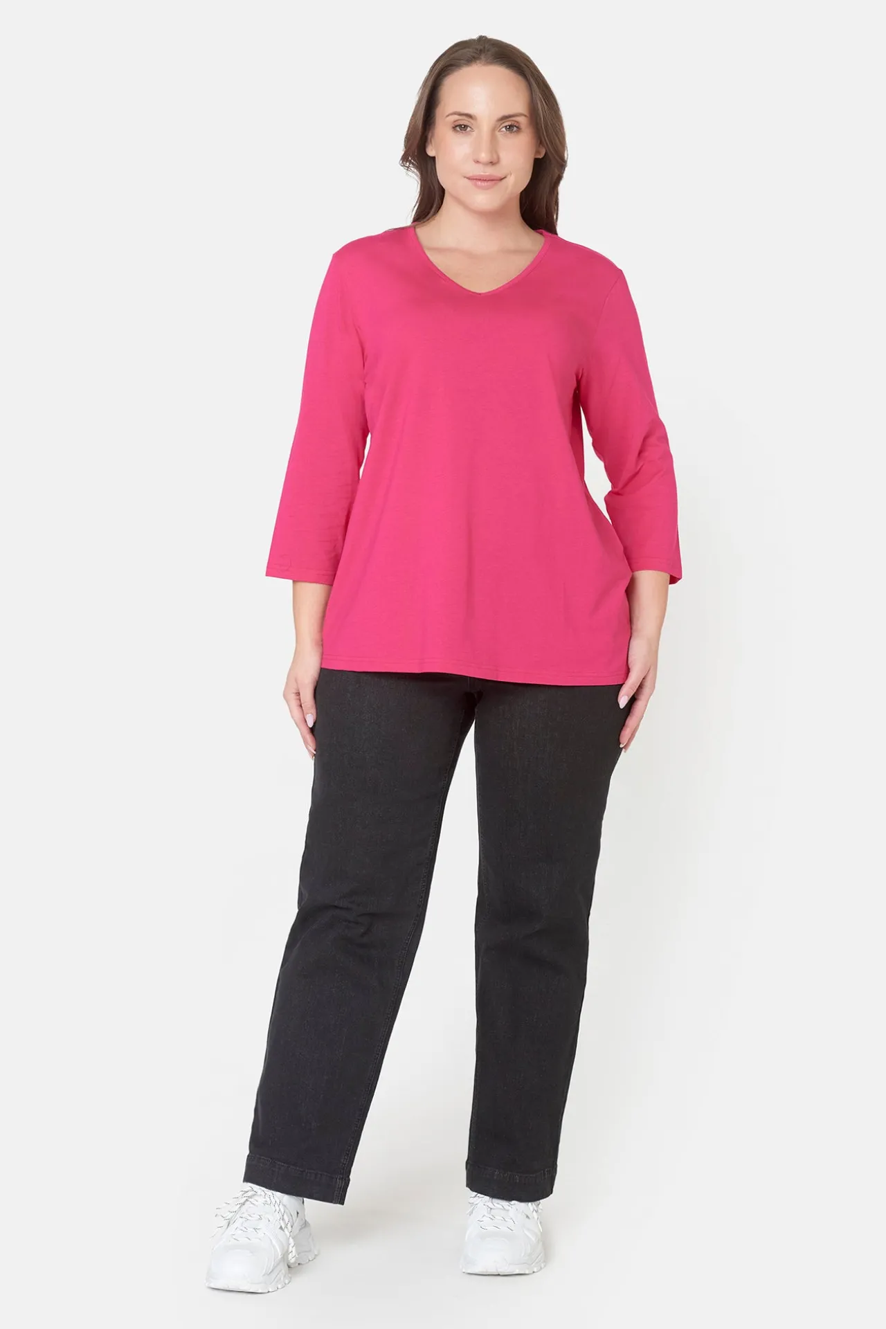 basis_tshirt___rmer__pink_3.webp Basis T-shirt - 3/4 ærmer - Pink