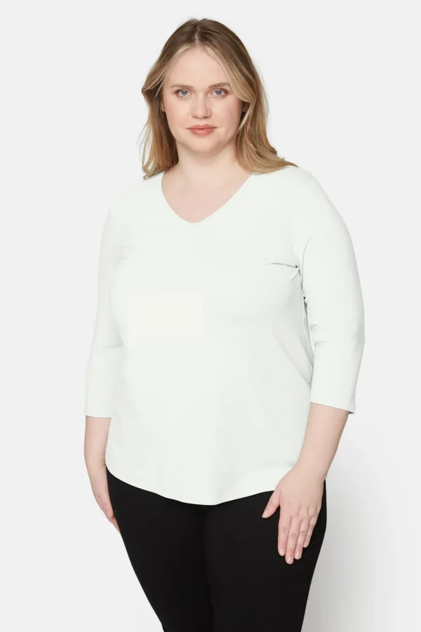 Basis T-shirt I A-facon Med 3/4 ærmer - Hvid