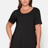 Basis T-shirt I A-facon Med Korte ærmer - Sort
