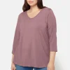 Basis T-shirt I A-facon Med 3/4 ærmer - Gammel rosa