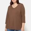 Basis T-shirt I A-facon Med 3/4 ærmer - Chocolate Martini