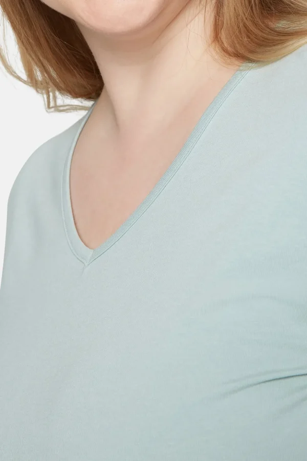 Basis T-shirt I A-facon Med 3/4 ærmer - Blue Haze
