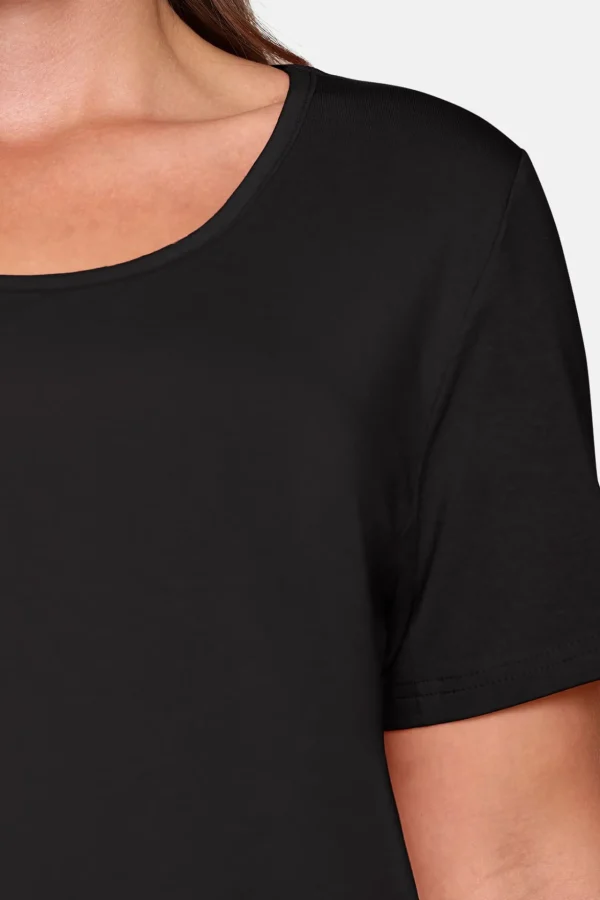 Basis T-shirt I A-facon Med Korte ærmer - Sort