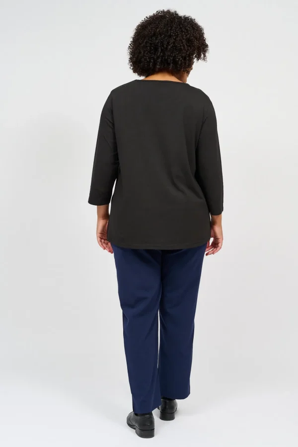 Basis T-shirt I A-facon Med 3/4 ærmer - Sort