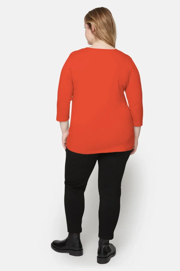 Basis T-shirt I A-facon Med 3/4 ærmer - Rød
