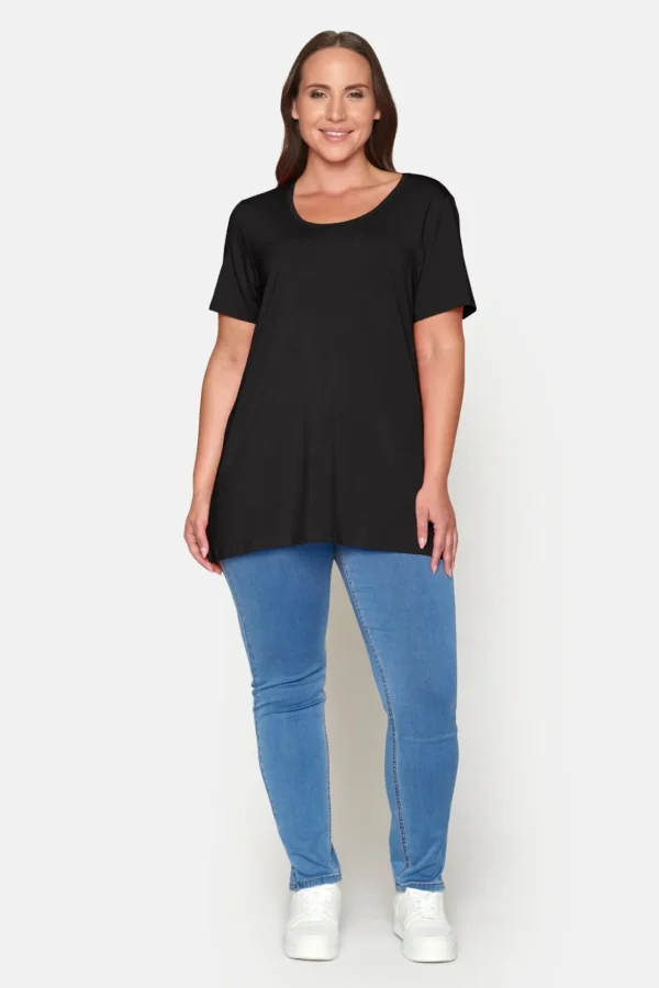 Basis T-shirt I A-facon Med Korte ærmer - Sort