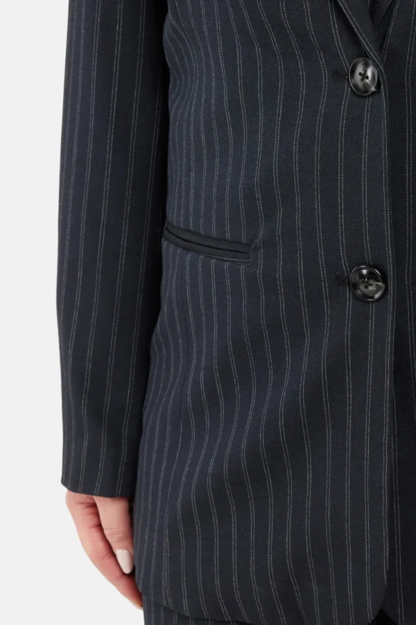 Blazer - Sort Pinstripe