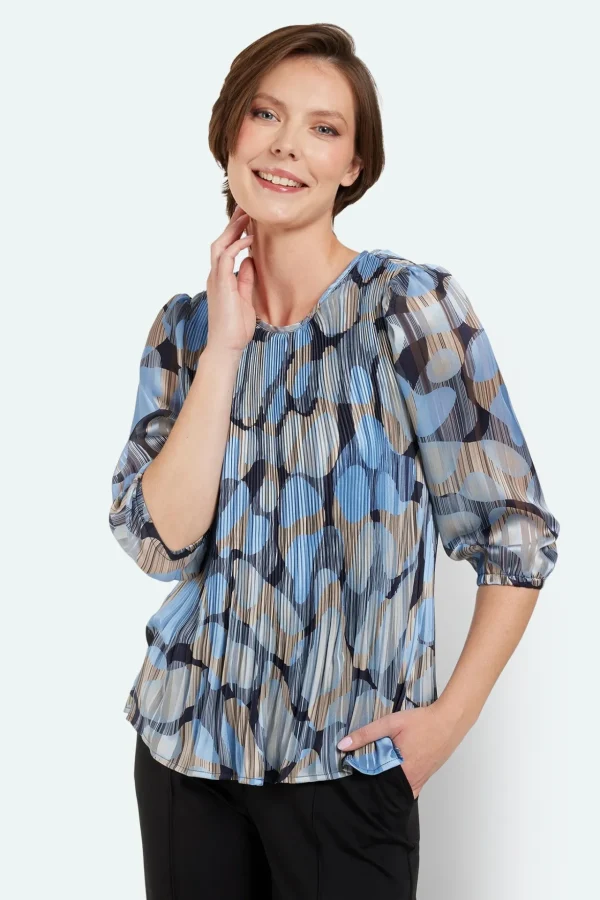 Bluse - Blå - 3/4 ærmer