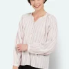 Bluse - Bleget Pink - Stribet