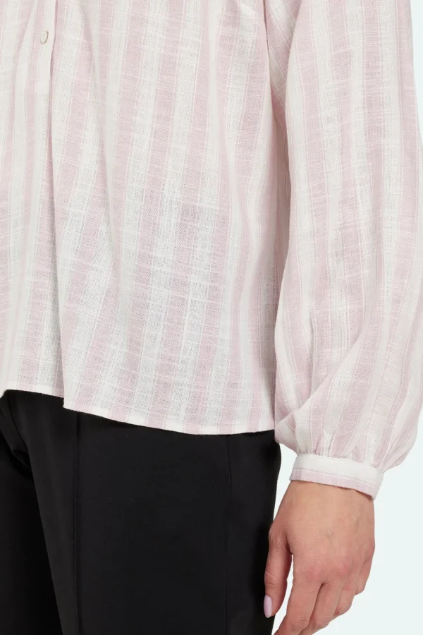 Bluse - Bleget Pink - Stribet