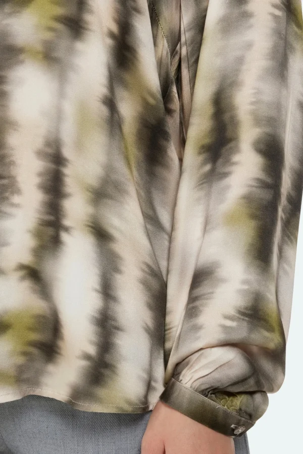 Bluse - Creme/Grå Print