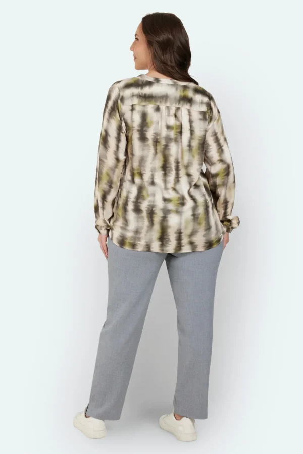 Bluse - Creme/Grå Print