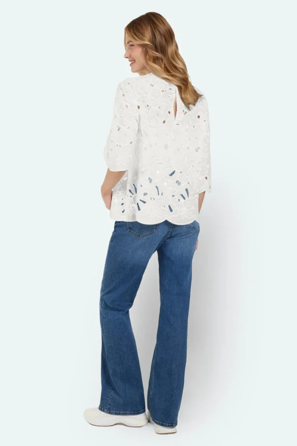 Bluse - Råhvid - Broderie anglaise