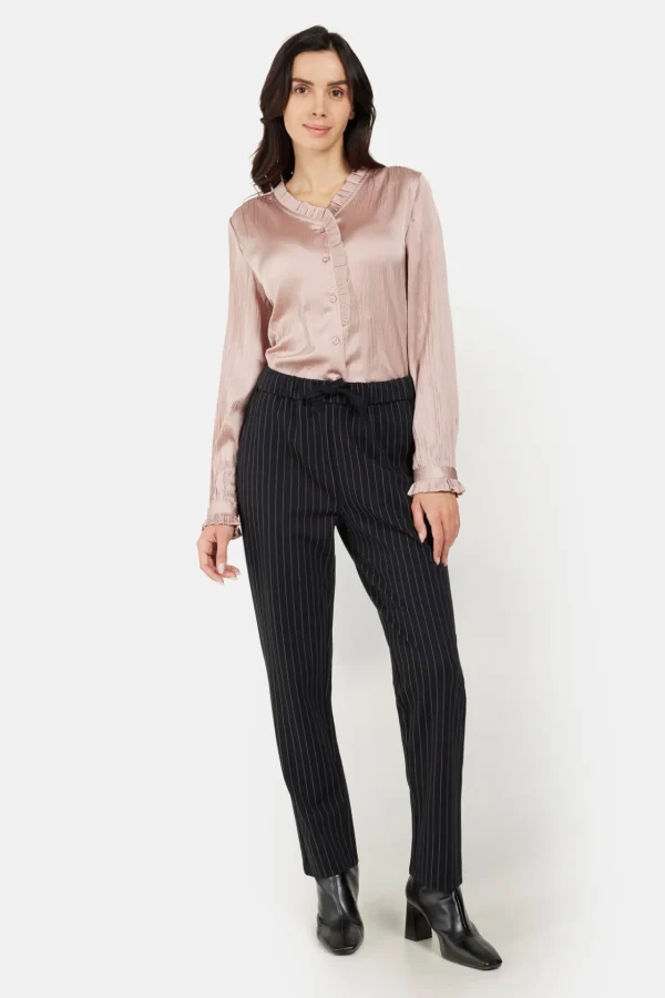 Bukser 7/8 - Black Pinstripe