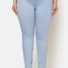 7/8 Bukser, Sofia, Slit Fit - Dusty Blue