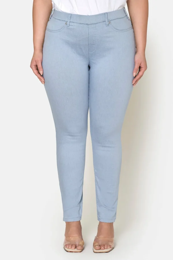 7/8 Bukser, Sofia, Slit Fit - Dusty Blue
