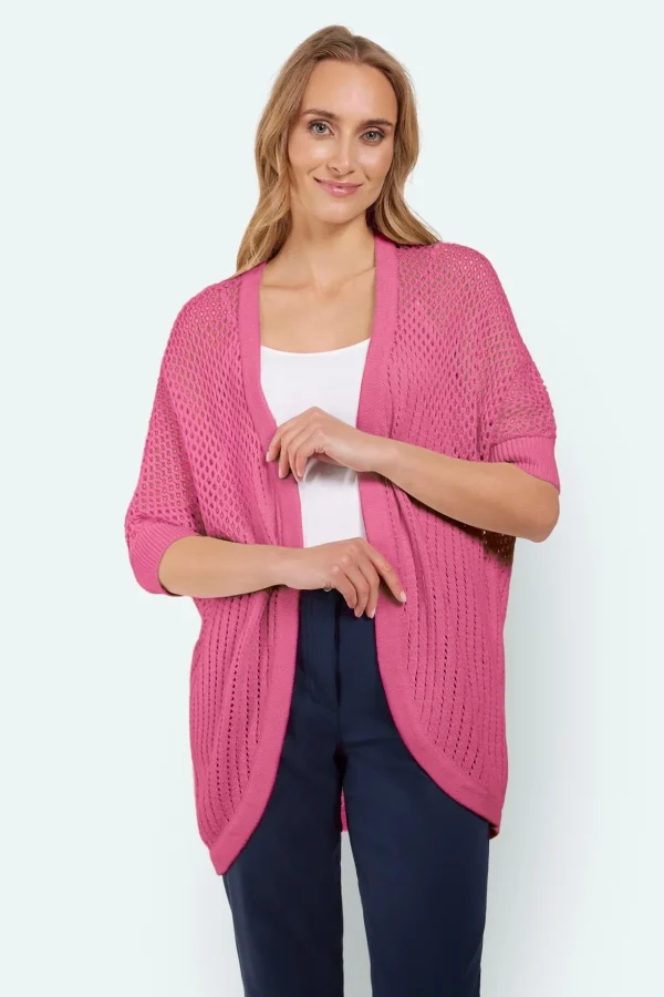 Cardigan - Pink - 3/4 ærmer