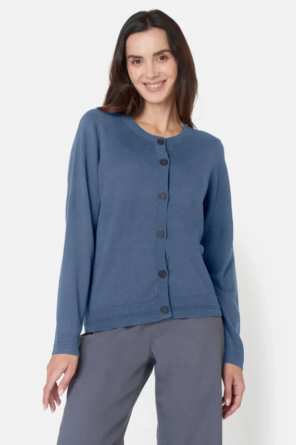 Cardigan O-hals - Blue Horizon Melange