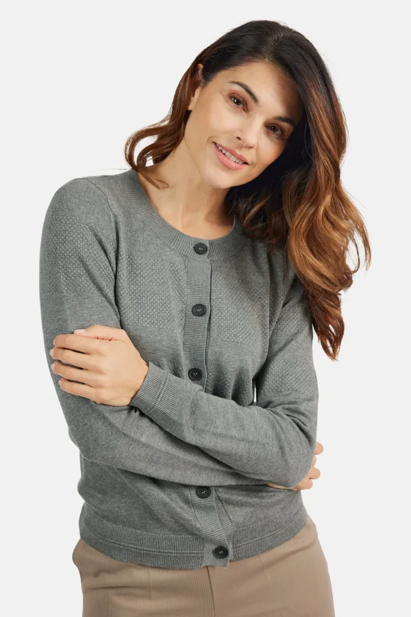 Cardigan O-hals - Grey Melange