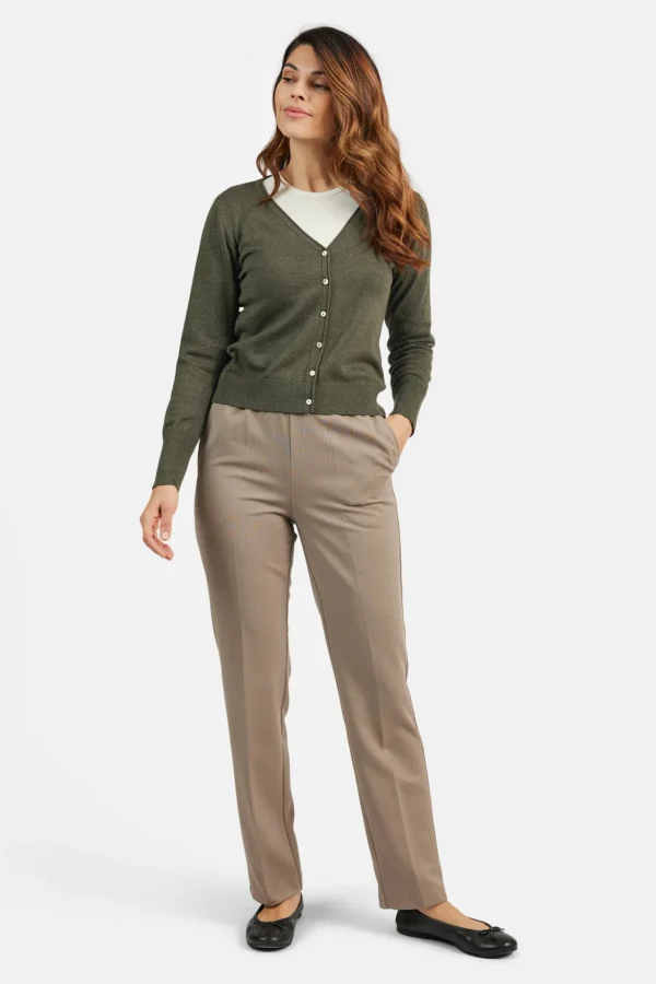 Cardigan V-hals - Olive Night Melange