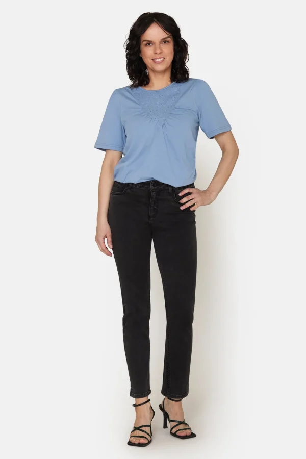 Jeans Jane - 7/8, 5 lommet model - Mørk grå denim