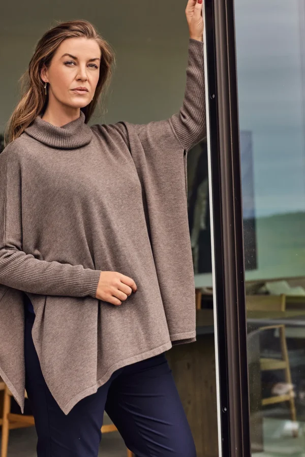 Poncho - Taupe Melange