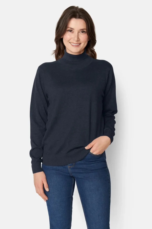 Pullover Med Rullekrave - Navy