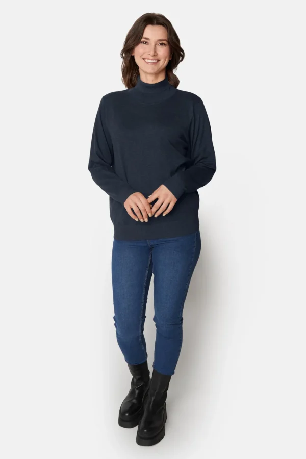Pullover Med Rullekrave - Navy
