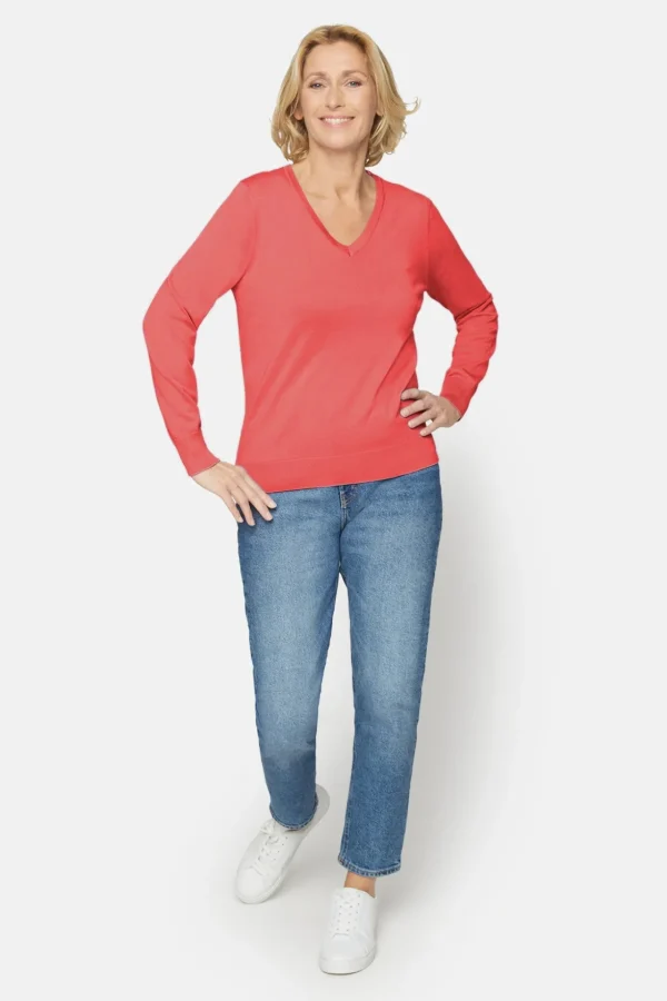 Pullover Med V-hals - Coral