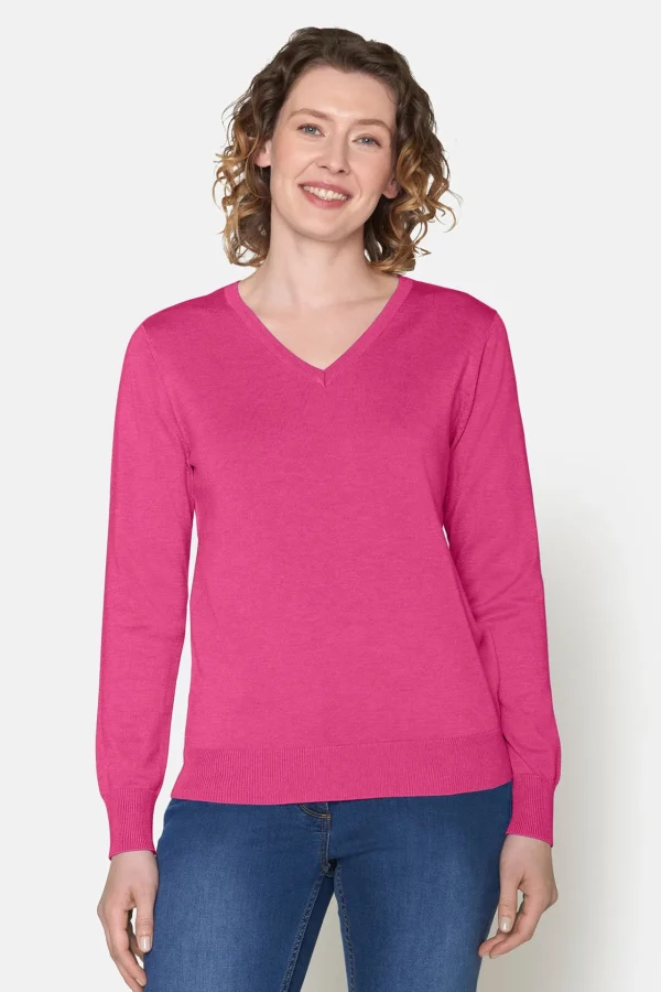 Pullover Med V-hals - Magenta