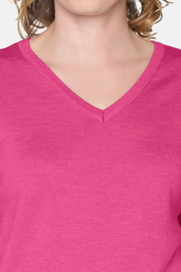 Pullover Med V-hals - Magenta