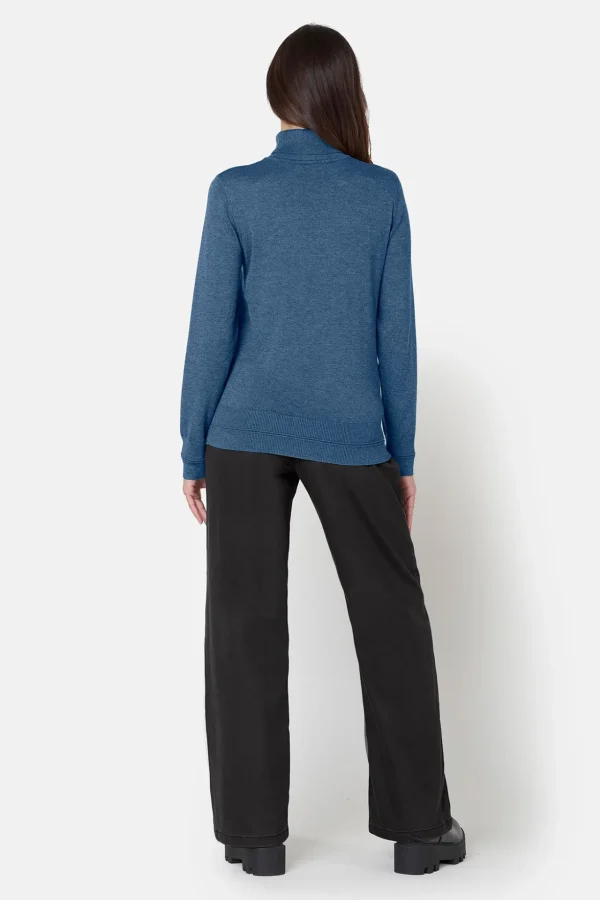Pullover Rullekrave - Blue Horizon Melange