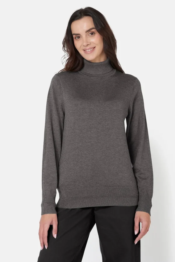 Pullover Rullekrave - Grey Melange