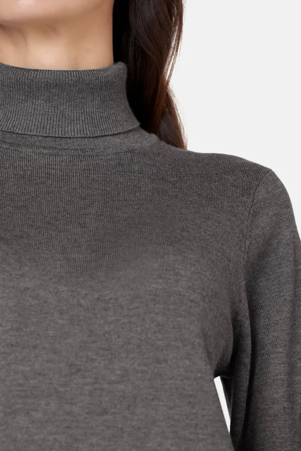 Pullover Rullekrave - Grey Melange
