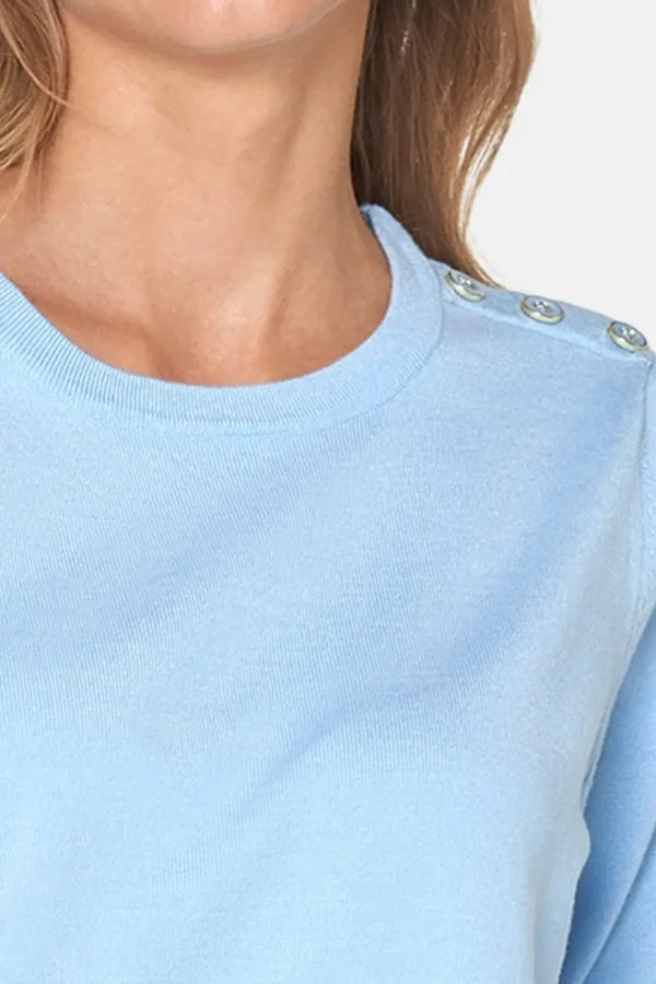 3/4 ærmet Pullover - Blue Mist