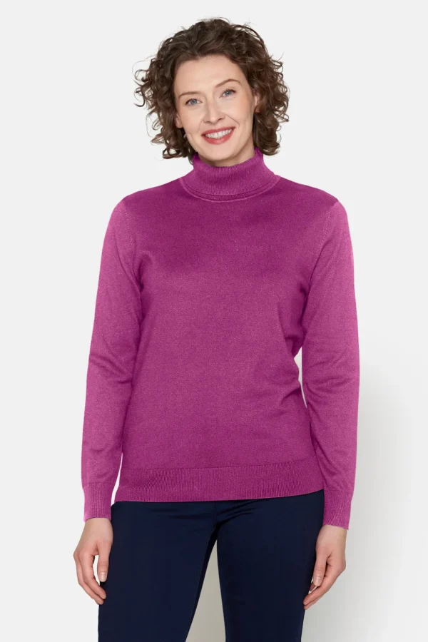 Rullekrave Pullover - Fuchsia Pink