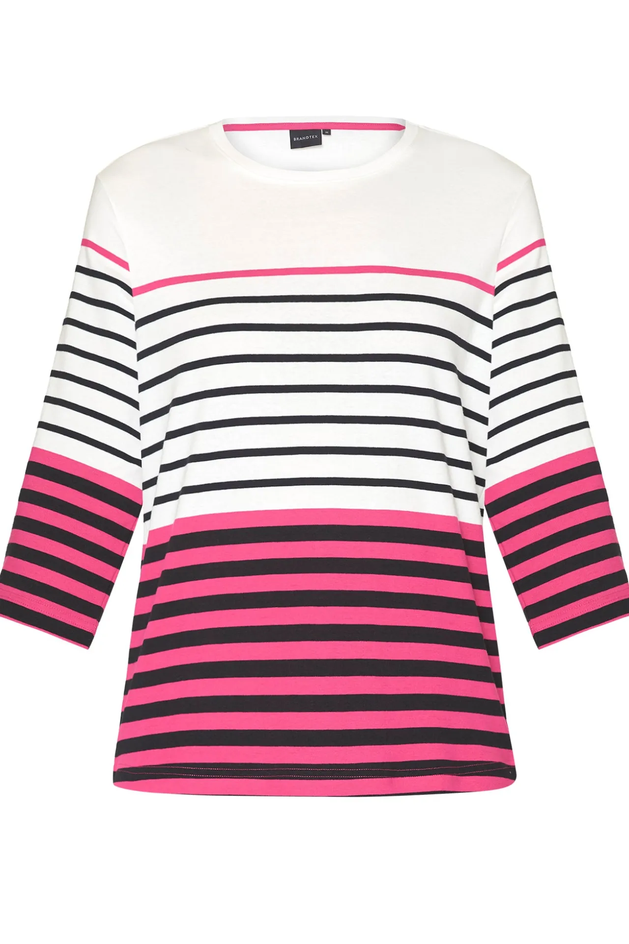 stribet_tshirt_med__rmer__4.webp Stribet T-shirt med 3/4 ærmer - Pink