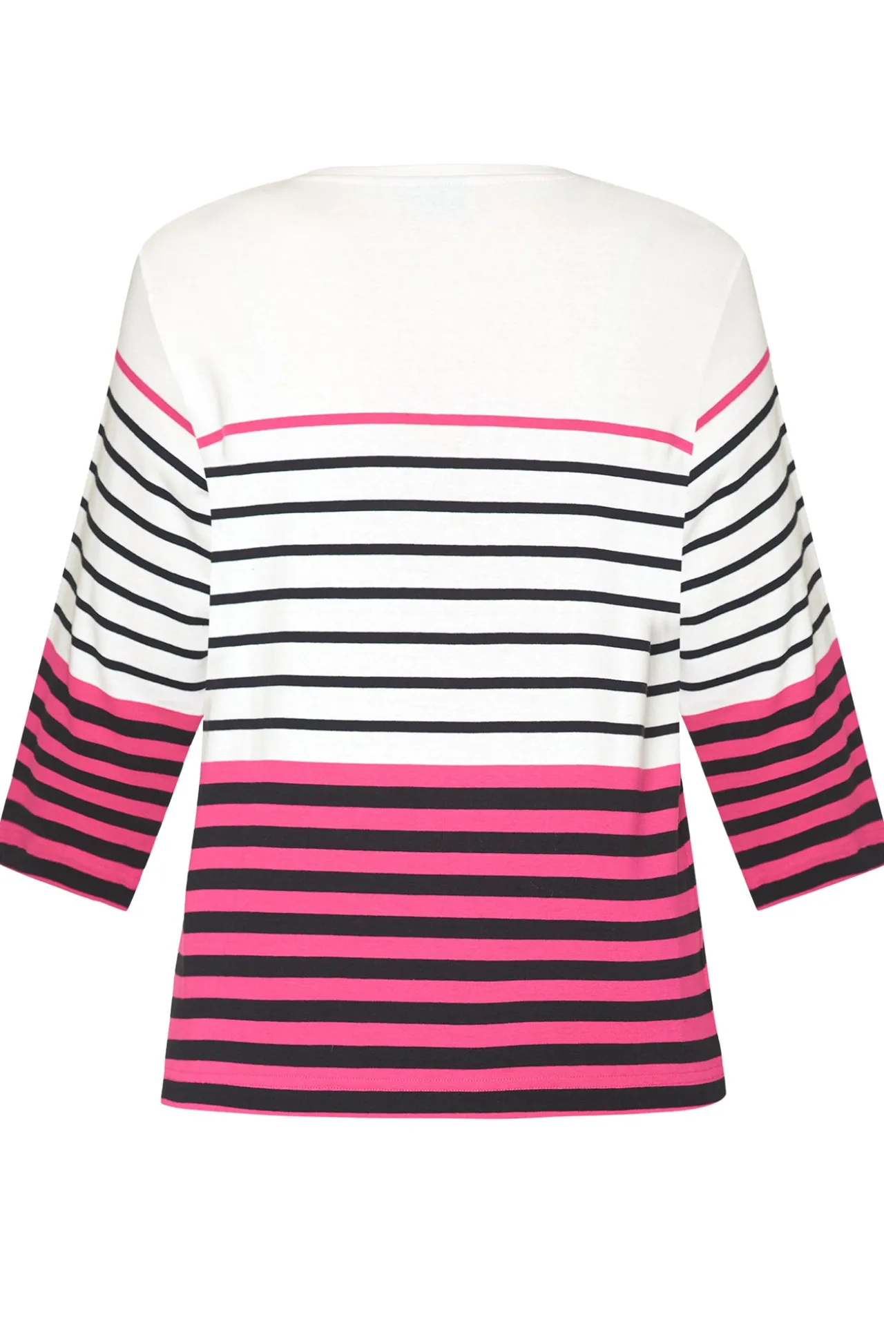 stribet_tshirt_med__rmer__5.webp Stribet T-shirt med 3/4 ærmer - Pink