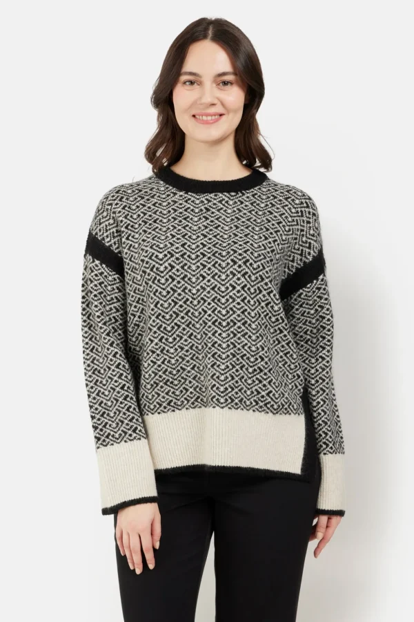 Strik pullover - Jacquard - Grå mix