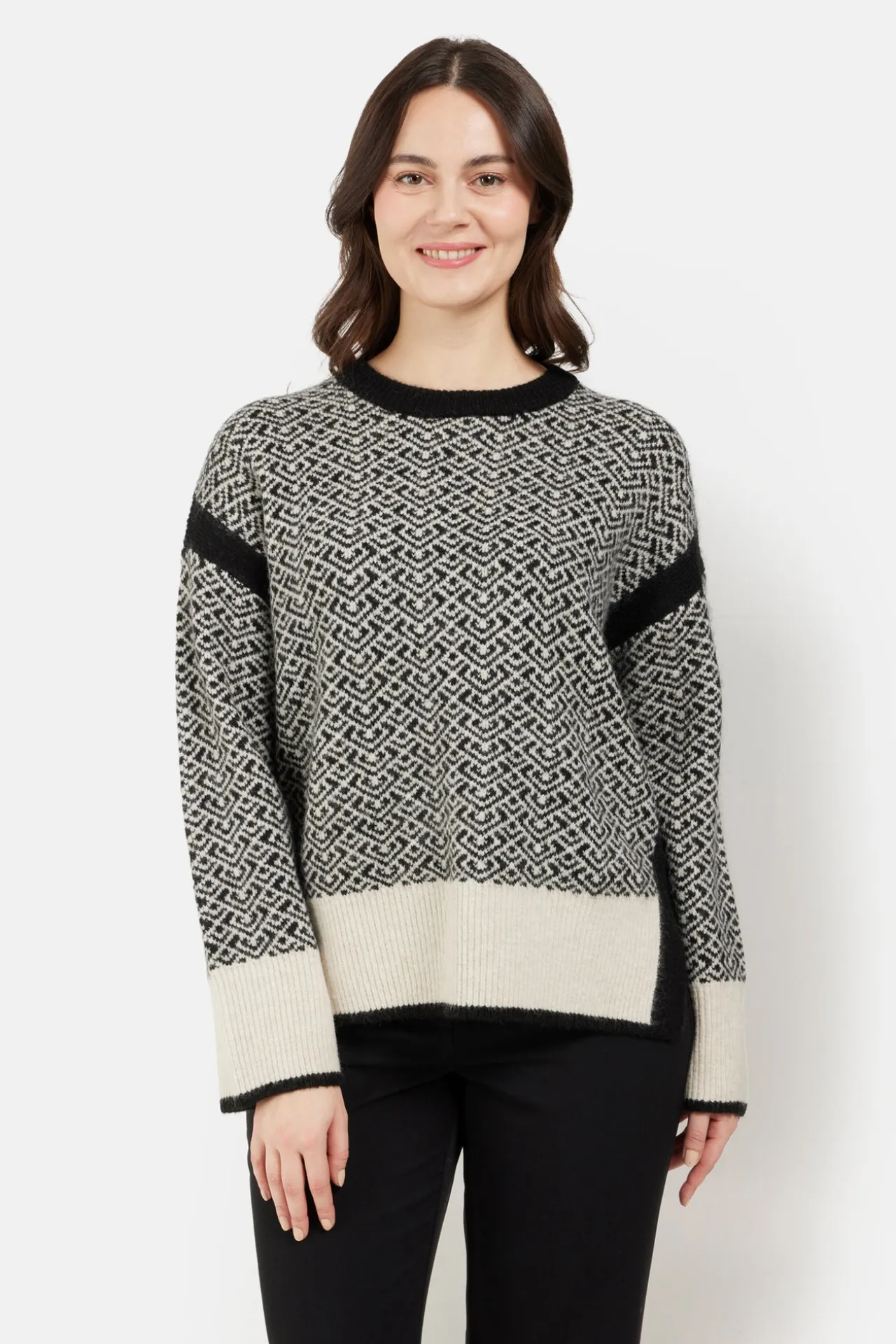 strik_pullover__jacquard__0.webp Strik pullover - Jacquard - Grå mix