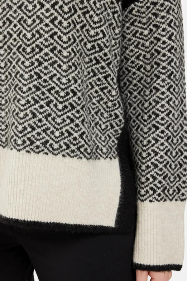 Strik pullover - Jacquard - Grå mix