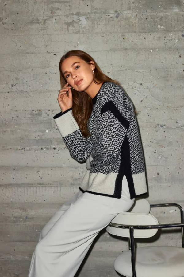 Strik pullover - Jacquard - Grå mix