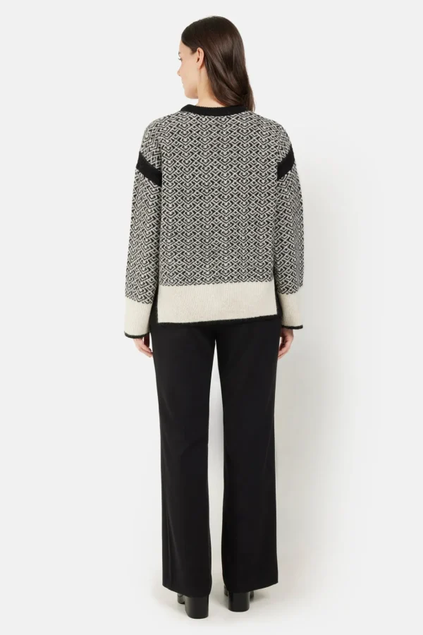 Strik pullover - Jacquard - Grå mix