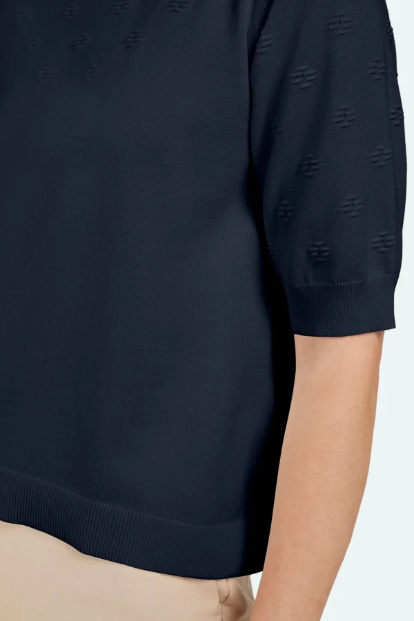 Striktrøje - Navy - Hulmønster