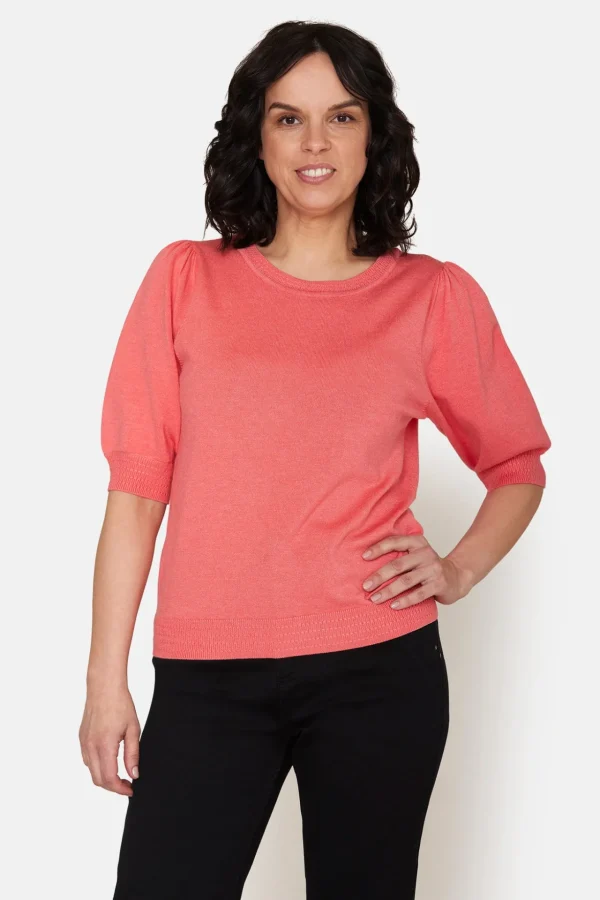 Sweater Kortærmet - Spiced Coral Melange
