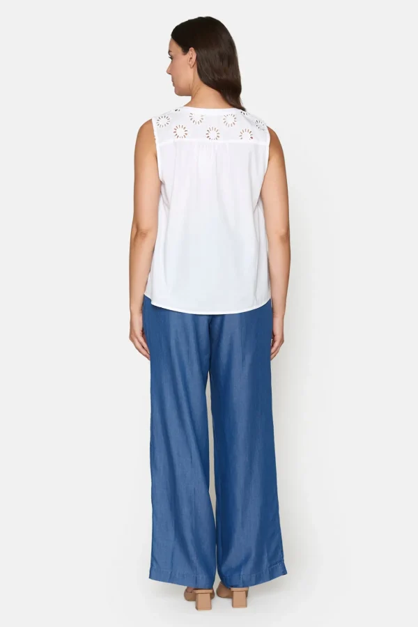 Top Med Broderi Anglaise - Hvid