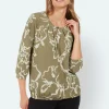 T-shirt - Khaki - 3/4 ærmer